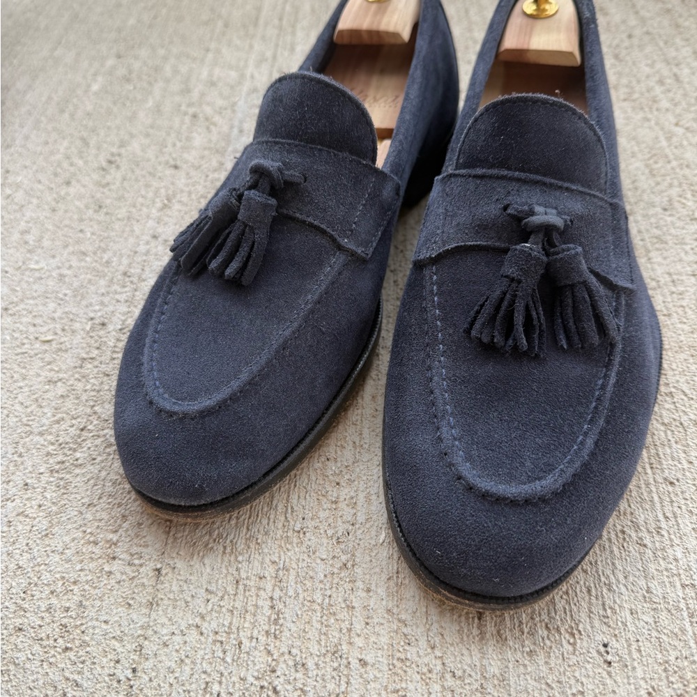 Velasca Milano Men's Suede Tassel Loafers - Navy EU 40 made in Italy